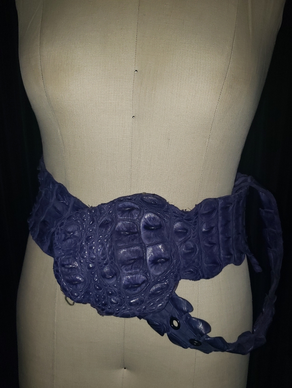 Genuine Crocodile Skin Corset Lilac Purple Belt - Picture 3 of 16